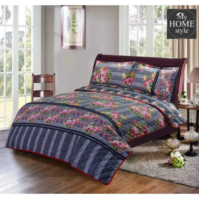 3 Pcs Quilted Floral Bedspread set MHS-n01