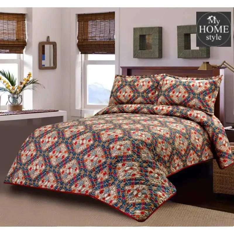 3 Pcs Quilted Floral Bedspread set MHS-n06