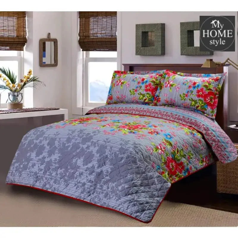 3 Pcs Quilted Floral Bedspread set MHS-n07