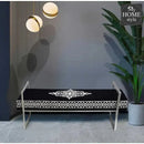 3 Seater Luxury Embroidered Steel Stand Stool -1178