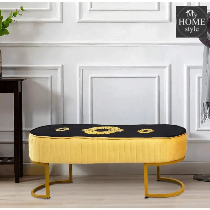 3 Seater Luxury Embroidered Stool With Steel Stand -1163