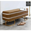 3 Seater Luxury Embroidered Wooden Stool With Steel Stand -714