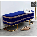 3 Seater Luxury Embroidered Wooden Stool With Steel Stand -718