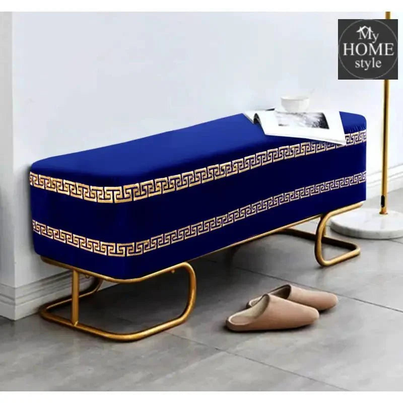 3 Seater Luxury Embroidered Wooden Stool With Steel Stand -718