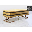 3 Seater Luxury Embroidered Wooden Stool With Steel Stand -730