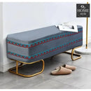 3 Seater Luxury Embroidered Wooden Stool With Steel Stand -732