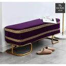 3 Seater Luxury Embroidered Wooden Stool With Steel Stand -759