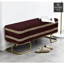 3 Seater Luxury Embroidered Wooden Stool With Steel Stand -761