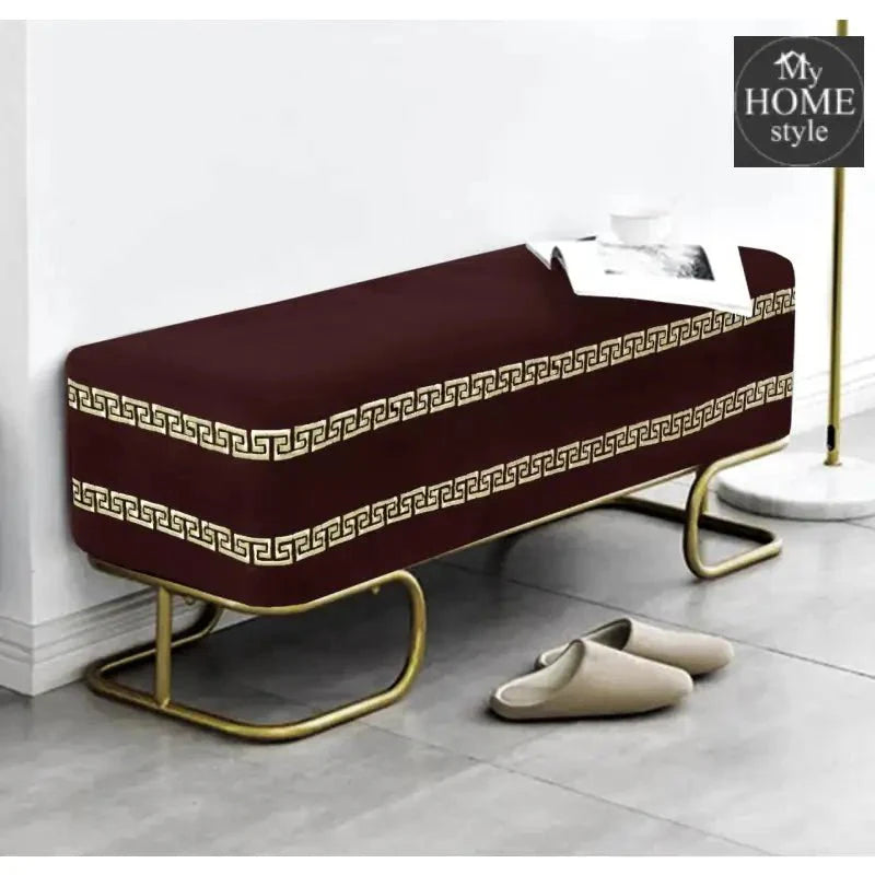3 Seater Luxury Embroidered Wooden Stool With Steel Stand -761