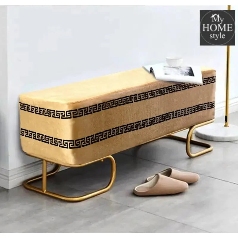3 Seater Luxury Embroidered Wooden Stool With Steel Stand -772