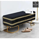 3 Seater Luxury Printed Wooden Stool With Steel Stand -712