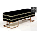 3 Seater Luxury Printed Wooden Stool With Steel Stand -713