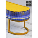 3 Seater Luxury Top Printed Velvet Stool With Steel Stand -1142