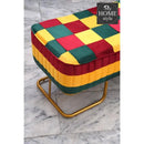 3 Seater Luxury Velvet Sindhi Stool With Steel Stand -1052