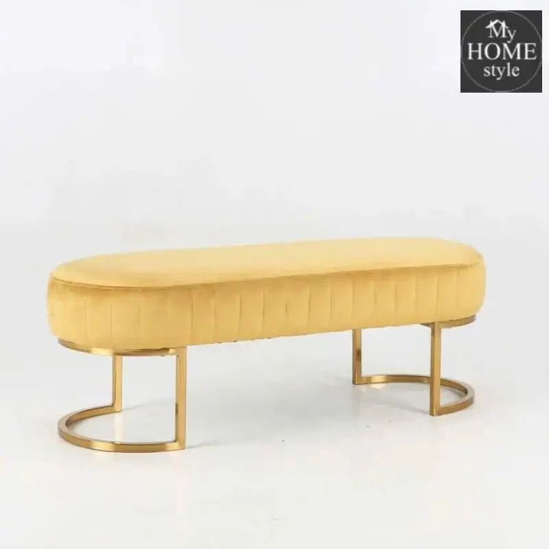 3 Seater Luxury Velvet Stool With Golden Steel Stand -1099