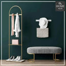 3 Seater Luxury Velvet Stool With Golden Steel Stand -1100