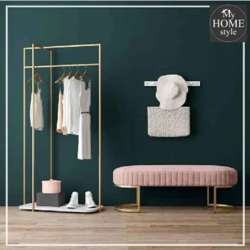 3 Seater Luxury Velvet Stool With Golden Steel Stand -1101