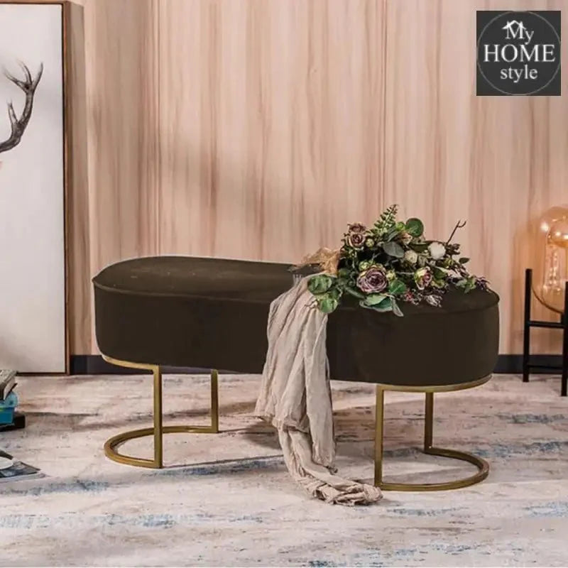 3 Seater Luxury Velvet Stool With Golden Steel Stand -1128