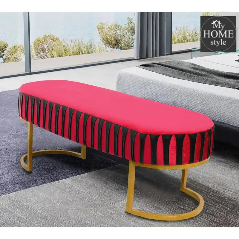 3 Seater Luxury Velvet Stool With Steel Stand -1152