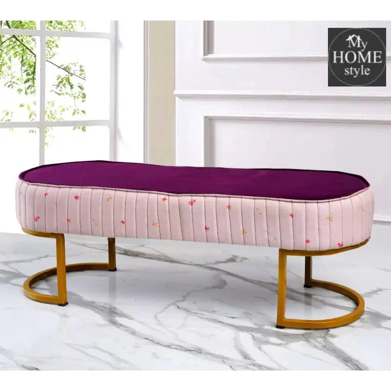 3 Seater Luxury Velvet Stool With Steel Stand -1160