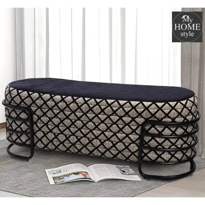 3 Seater Luxury Wooden Stool With Steel Stand -1151