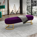3 Seater Luxury Wooden Stool With Steel Stand -477