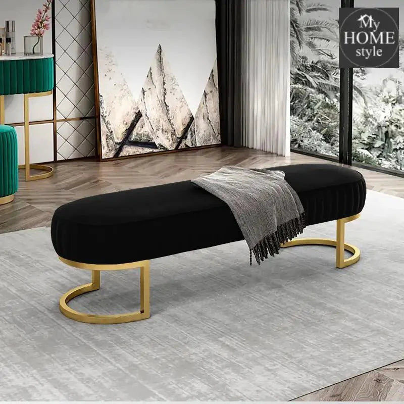 3 Seater Luxury Wooden Stool With Steel Stand -479