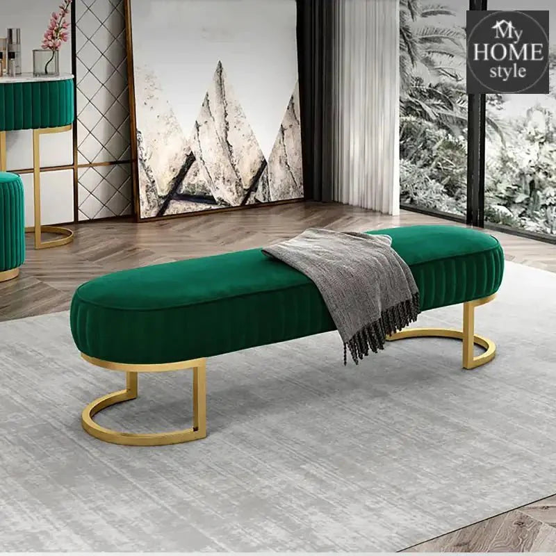 3 Seater Luxury Wooden Stool With Steel Stand -481