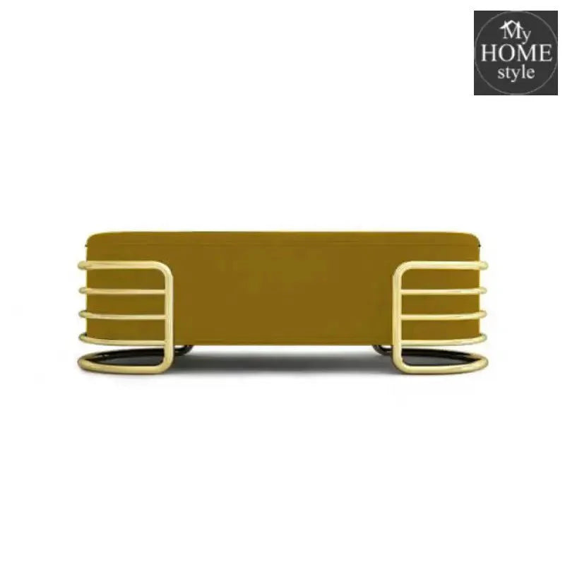 3 Seater Luxury Wooden Stool With Steel Stand -767