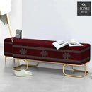 3 Seater Luxury Wooden Stool With Steel Stand- 829