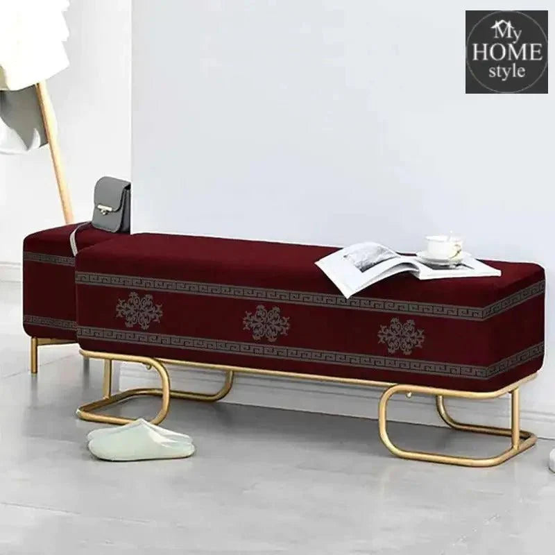 3 Seater Luxury Wooden Stool With Steel Stand- 829