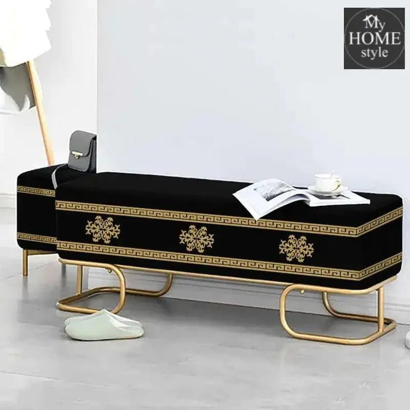 3 Seater Luxury Wooden Stool With Steel Stand- 830