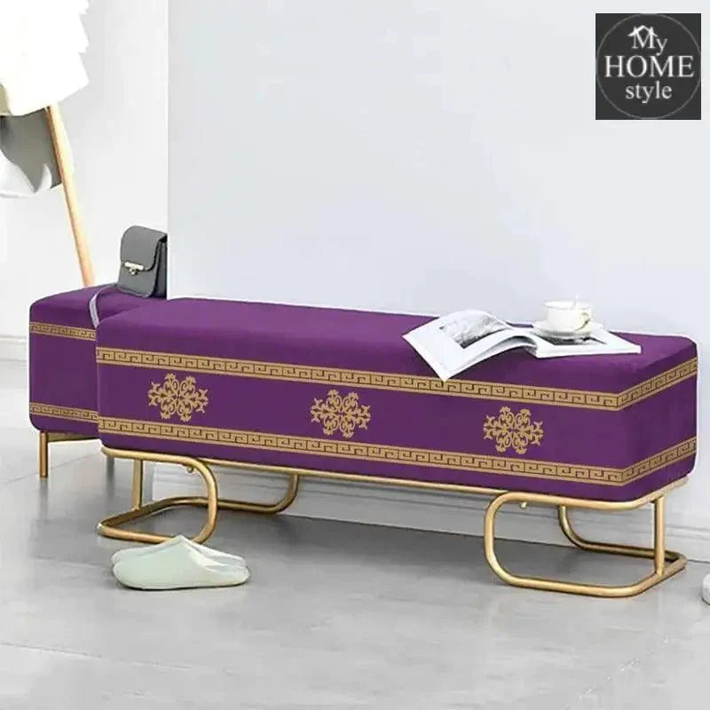 3 Seater Luxury Wooden Stool With Steel Stand- 831