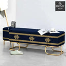 3 Seater Luxury Wooden Stool With Steel Stand- 832