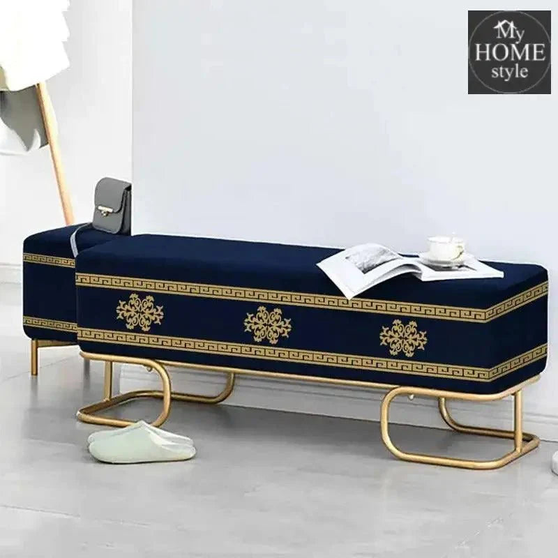 3 Seater Luxury Wooden Stool With Steel Stand- 832