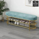 3 Seater Luxury Wooden Stool With Steel Stand And Shoe Rack -1210