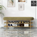 3 Seater Luxury Wooden Stool With Steel Stand And Shoe Rack -481