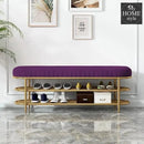 3 Seater Luxury Wooden Stool With Steel Stand And Shoe Rack -494