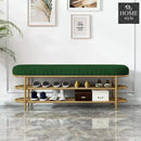 3 Seater Luxury Wooden Stool With Steel Stand And Shoe Rack -495