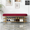 3 Seater Luxury Wooden Stool With Steel Stand And Shoe Rack -496