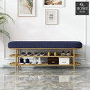 3 Seater Luxury Wooden Stool With Steel Stand And Shoe Rack -497