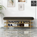 3 Seater Luxury Wooden Stool With Steel Stand And Shoe Rack -498