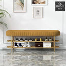 3 Seater Luxury Wooden Stool With Steel Stand And Shoe Rack -499