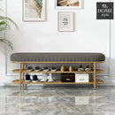 3 Seater Luxury Wooden Stool With Steel Stand And Shoe Rack -500
