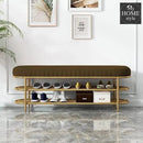3 Seater Luxury Wooden Stool With Steel Stand And Shoe Rack -501
