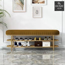 3 Seater Luxury Wooden Stool With Steel Stand And Shoe Rack -502