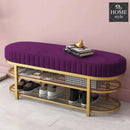 3 Seater Luxury Wooden Stool With Steel Stand And Shoe Rack -503