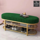 3 Seater Luxury Wooden Stool With Steel Stand And Shoe Rack -504