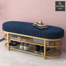 3 Seater Luxury Wooden Stool With Steel Stand And Shoe Rack -507