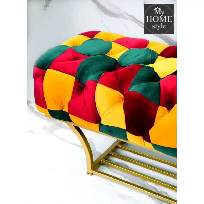 3 Seater Ottoman Printed Stool With Shoe Rack -1126